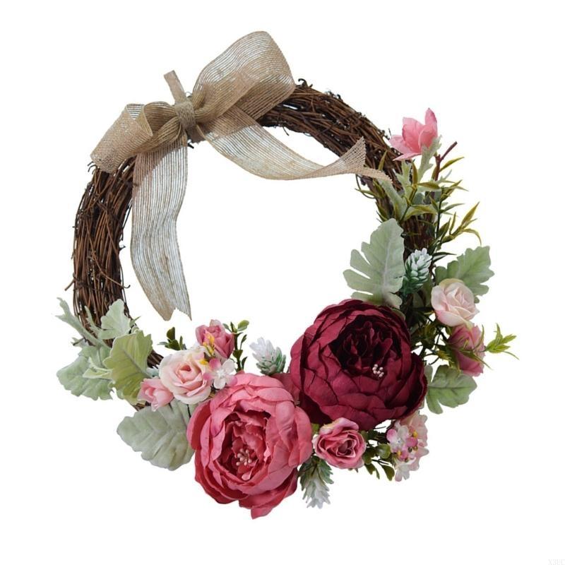 Vine Wreath 10.24Inch Spring Wreath for Front Door Hallway Garden Farmhouses X3UC