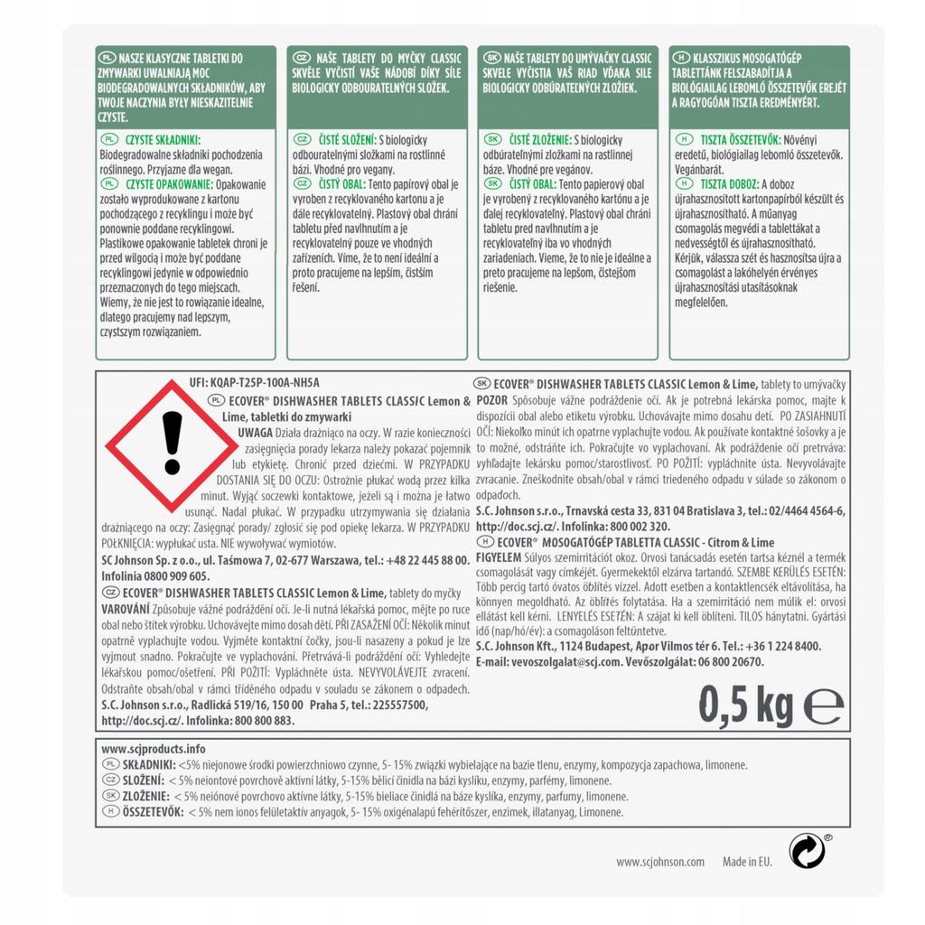 Ecover ecological dishwasher tablets 25 pcs