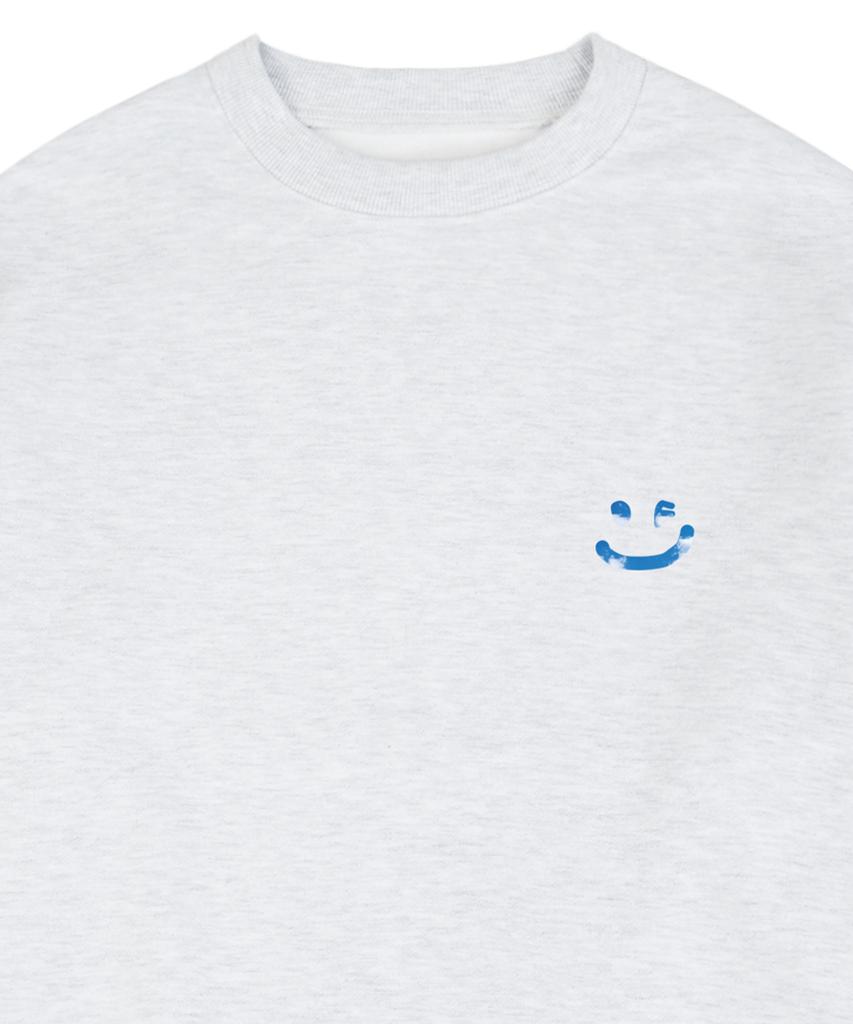 GRAVER [Unisex] Sky Cloud Drawing Smile Sweatshirt_Melange White