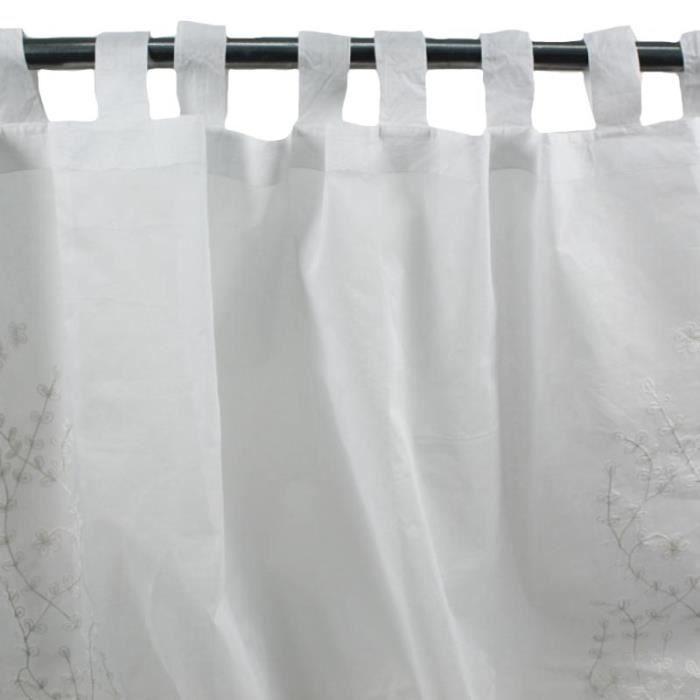 Voilage à pattes blanc - THE DECO FACTORY - LYLAS - 140x270cm - Fibre naturelle - Style romantique