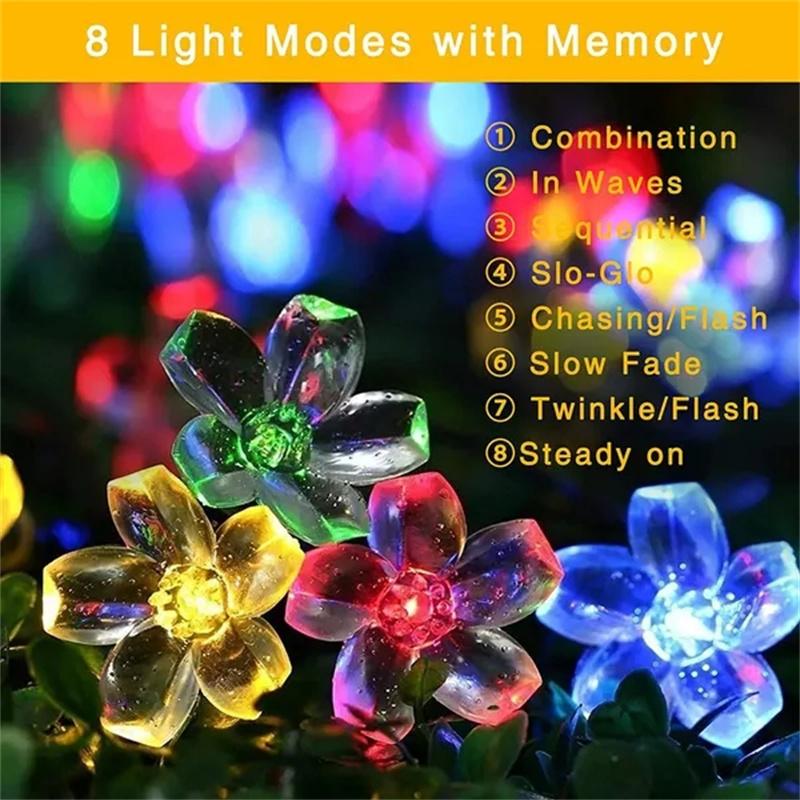 200/100/50/30/20LED Outdoor Courtyard Solar Fairy Lights Cherry Blossoms Solar String Lights Christmas Decorative Lighting Lamp