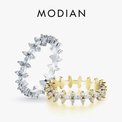 Modian 925 Sterlihg Silver Rhombus Clear CZ Stackable Finger Rings For Women Engagement Wedding Statement Fine Jewelry