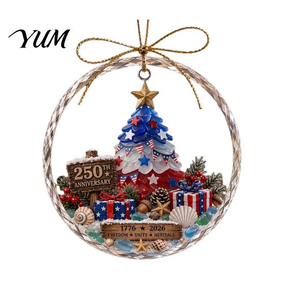 Christmas Wall Hanging Decor Ocean Themed Ornaments, Lighthouse/Wreath/Santa Claus/Xmas Tree/Snowman/Deer Acrylic Ornaments for Living Room