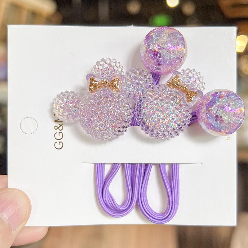 

2 шт. Новые милые принцессные головные уборы в виде мышиной головы, детские эластичные резинки для волос, детские резинки для волос, аксессуары для волос для девочек