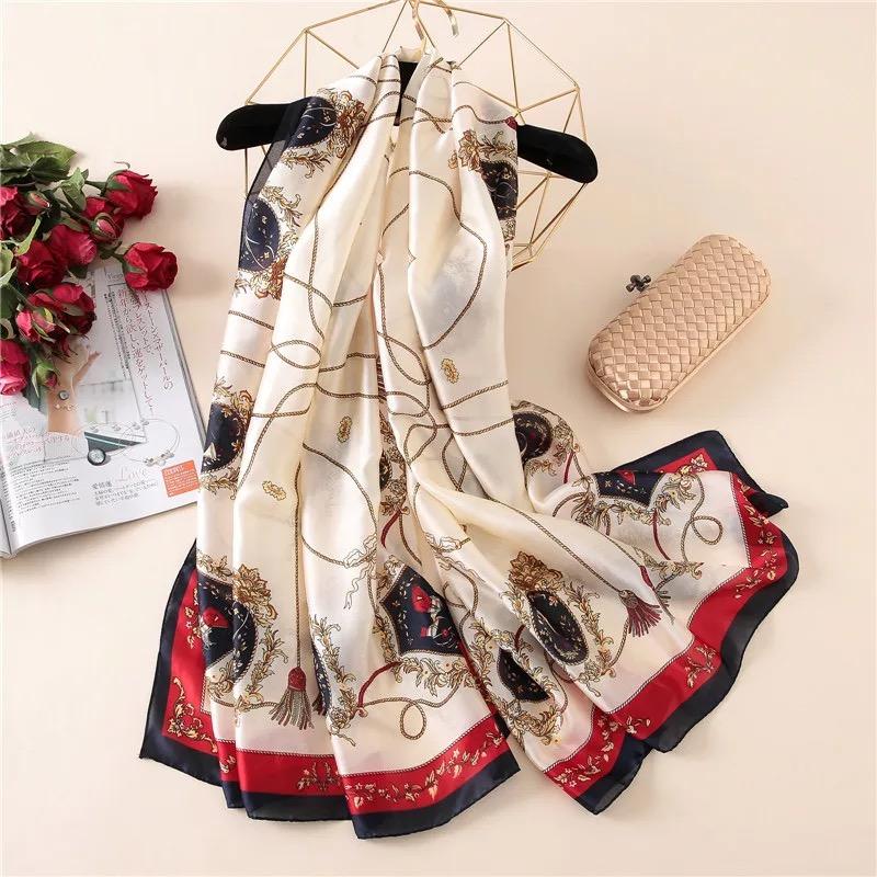 180*90cm Luxury Brand Women Scarf Summer Silk Shawl Lady Wrap Soft Female Echarpe Designer Beach Stole Bandanna foulard muffler