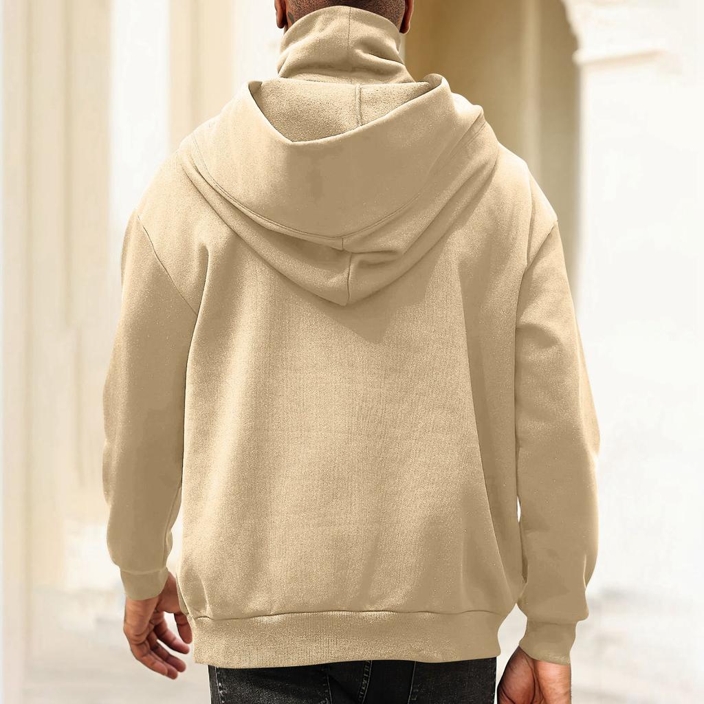 Herrenmode Einfarbig Langärmliger Kapuzenpullover mit Taschen Lässiges Erwachsenen-Sweatshirt-Oberteil