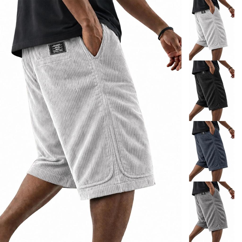 Men's -color Casual Corduroy Loose Five-inch Length Shorts - Men's Breathable And Comfortable Sports Shorts