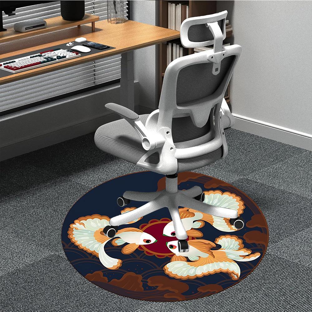 

1PC Goldfish Ornament Chair Carpet for Office, Indoor Non-Slip Washable Carpet, Soft Comfortable Mat For Office Room yy250930139 80cm by 80cm