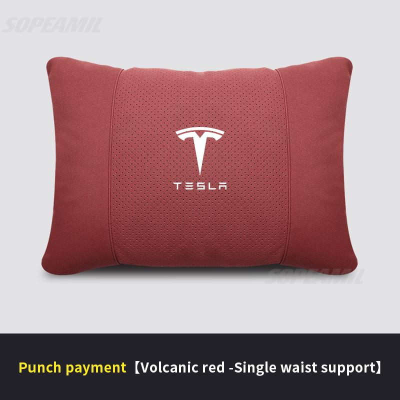 DTDIB1 Tesla Model 3 Model Y Model S Model X Suede Car Headrest Neck Support Seat Lumbar cushion Breathable Soft Neck Pillow Waist pad