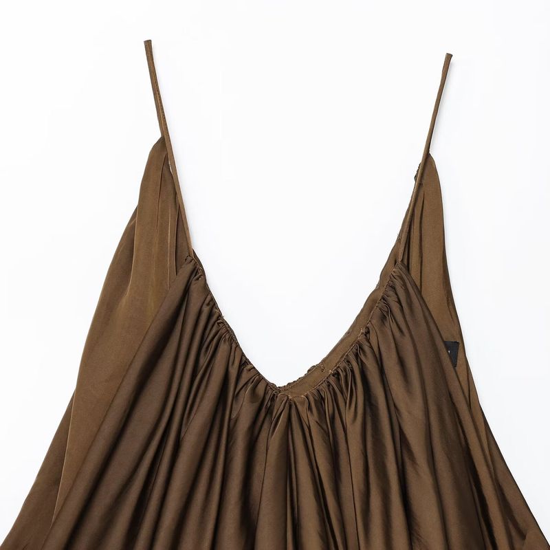 Kaslead New Women Clothes Western Style Versitile Fashion Silk Satin Texture Pleat Top 3776019