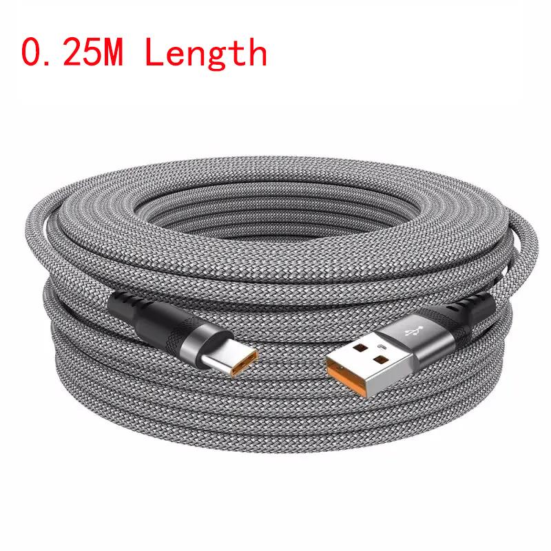 

Удлиненный 5-метровый USB Type-C Android 5A Super-кабель для зарядки, подходящий для Huawei, Xiaomi, Vivo и Leeco Phone Data Cable 0.25m серый