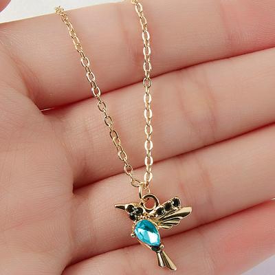 Crystal Animal Hummingbird Necklaces For Women, Fashion Jewelry, Gold Color Chain, Birds Pendant Choker Necklaces, Joyeria Mujer