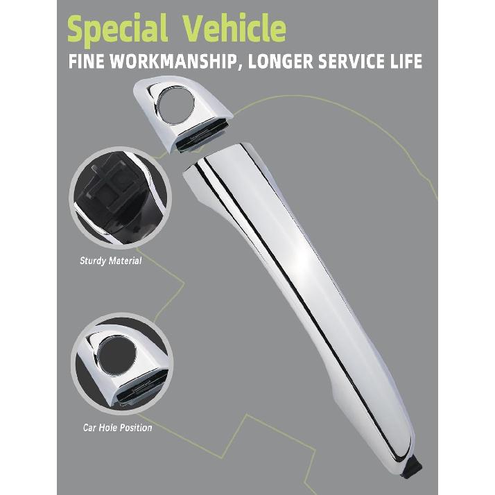 Chrome Exterior Door Handles, 4PCS Front Rear Left Driver Right Passenger Outside Door Handle Compatible with Hyundai Elantra 2017 2018   Replace