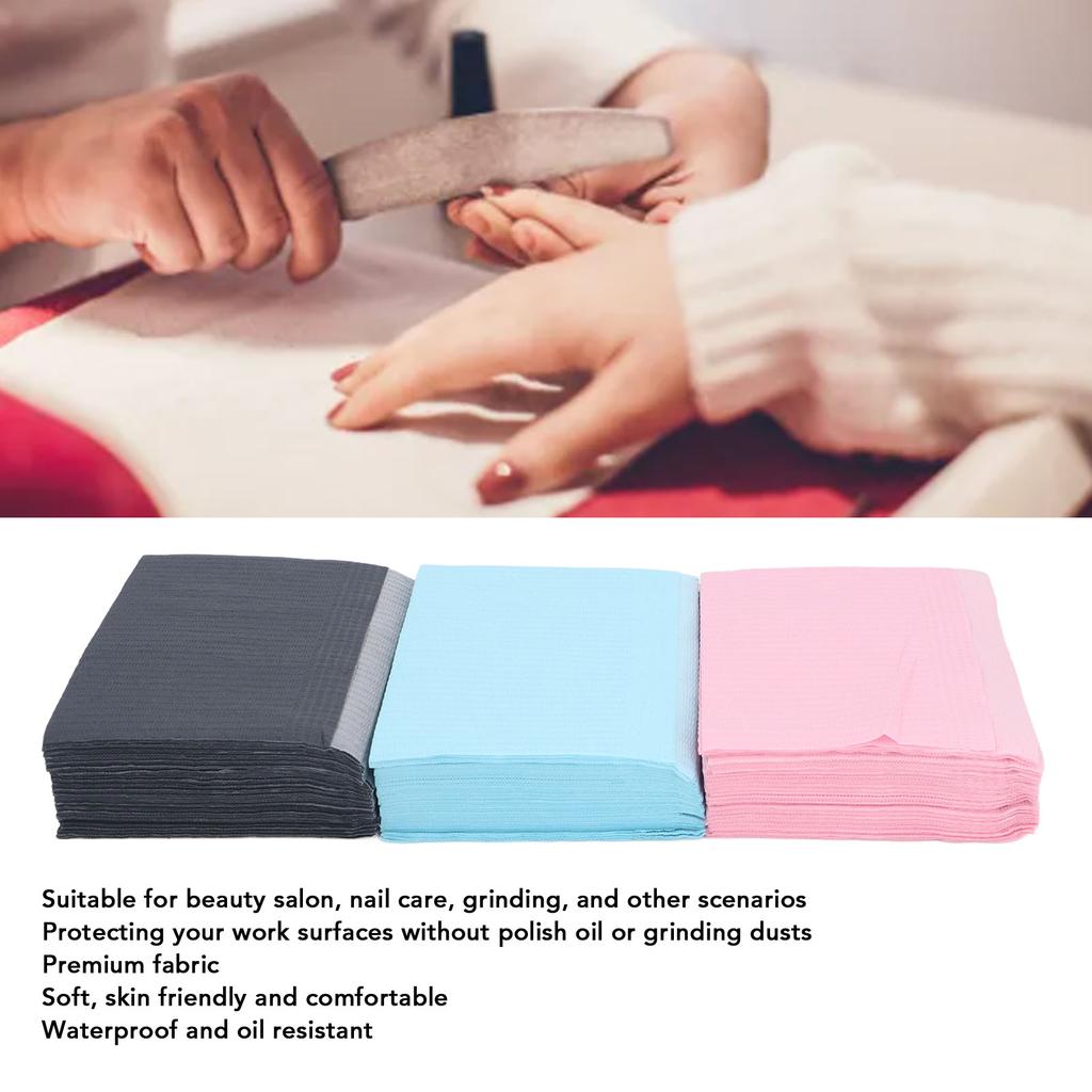 60 Stück Einweg-Nagelkunst-Tischtücher Matte Nagelkunstmatte Papierbogen Nageltischabdeckung für Maniküre Schwarz Rosa Blau