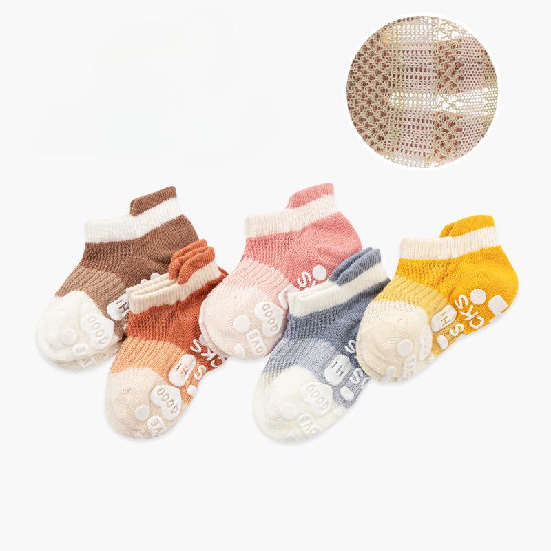 5 Pairs Summer Baby Breathable Mesh Trampoline Socks Children Girls Boys Non-slip Rubber Grips Boat Socks Infant Floor Socks