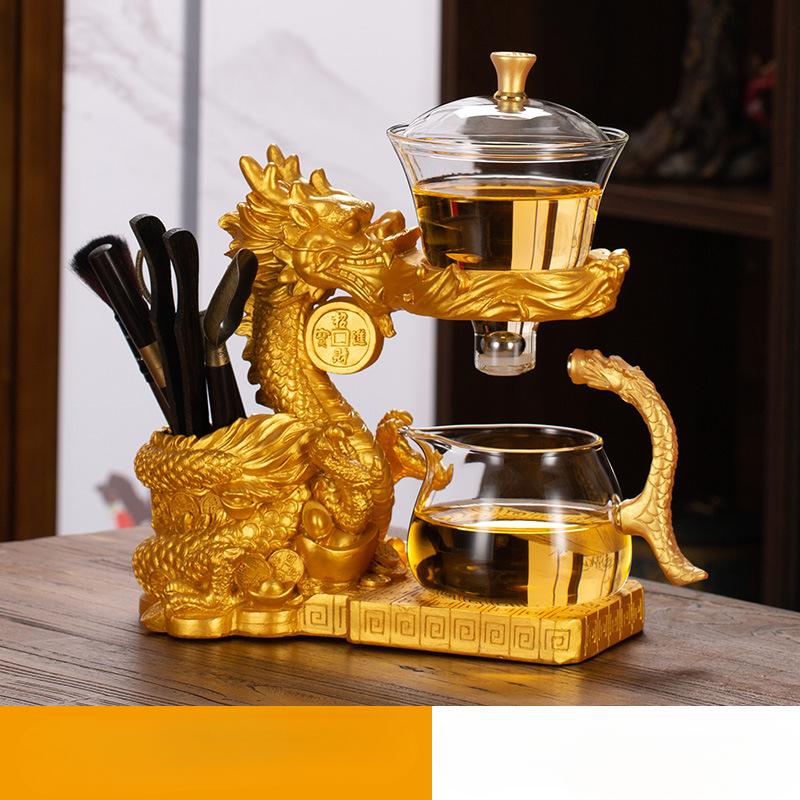 Skleněné automatické čajové sady Zlatý drak Integrované Líná rodina Kung Fu High-end Lehký luxusní čajový set