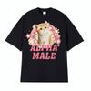 Alpha Männchen Niedliches Kätzchen Regenbogen T-Shirt Damen Lustiges Katzen Meme Grafik T-Shirts Mode Vintage Kurzarm T-Shirt Streetwear