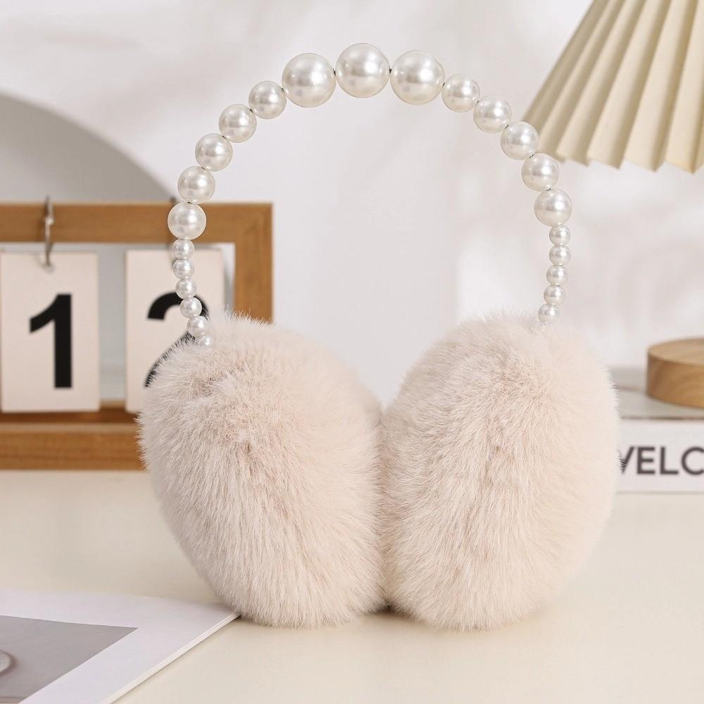 Soft Plush Ear Covers Anti-rabbit Fur Pearl Ear Protect Fashion Ear Muffs  Women