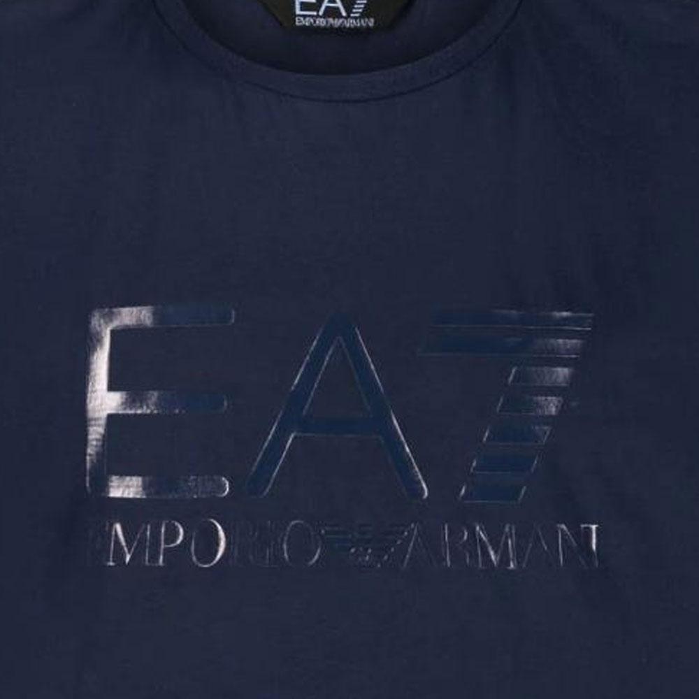 Emporio Armani EA7 SS23 Letter Logo Print Crew Neck Short Sleeve T-Shirt Men tops Navy-Blue 3RUT04-PJLLZ-1554