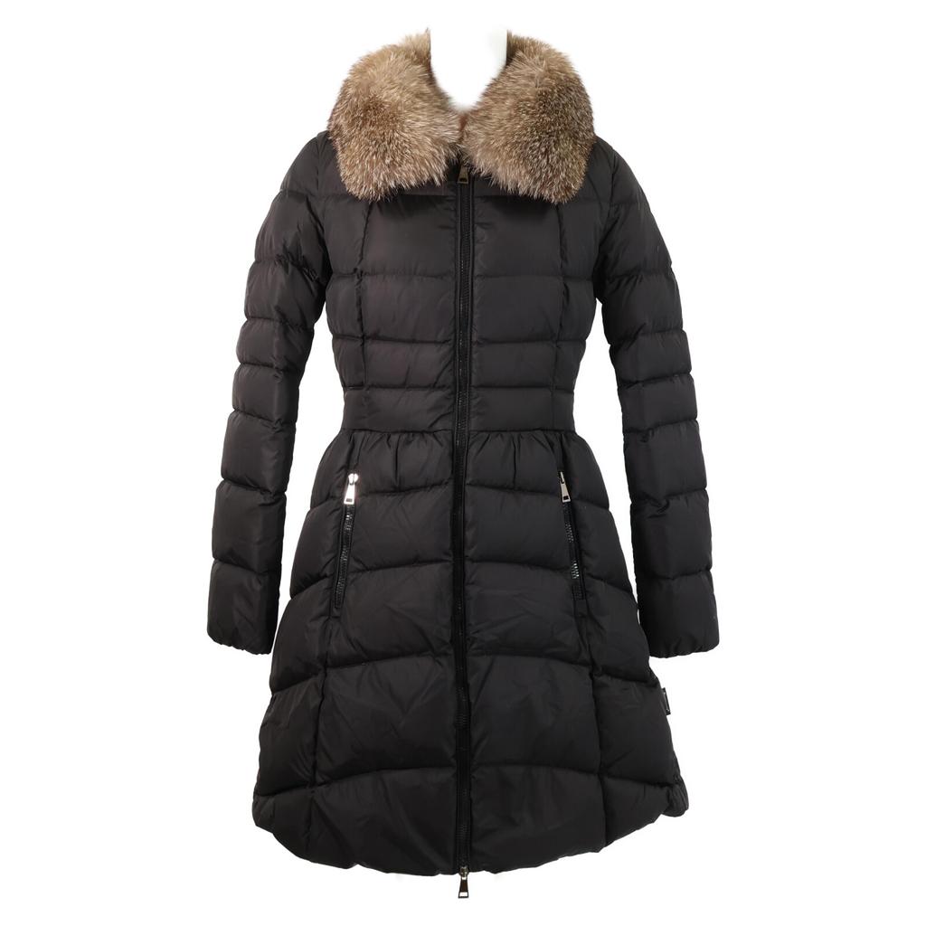 MONCLER [Domestic regular] HIRONDELLE hoodie down with fox fur collar coat 0 blackUsed