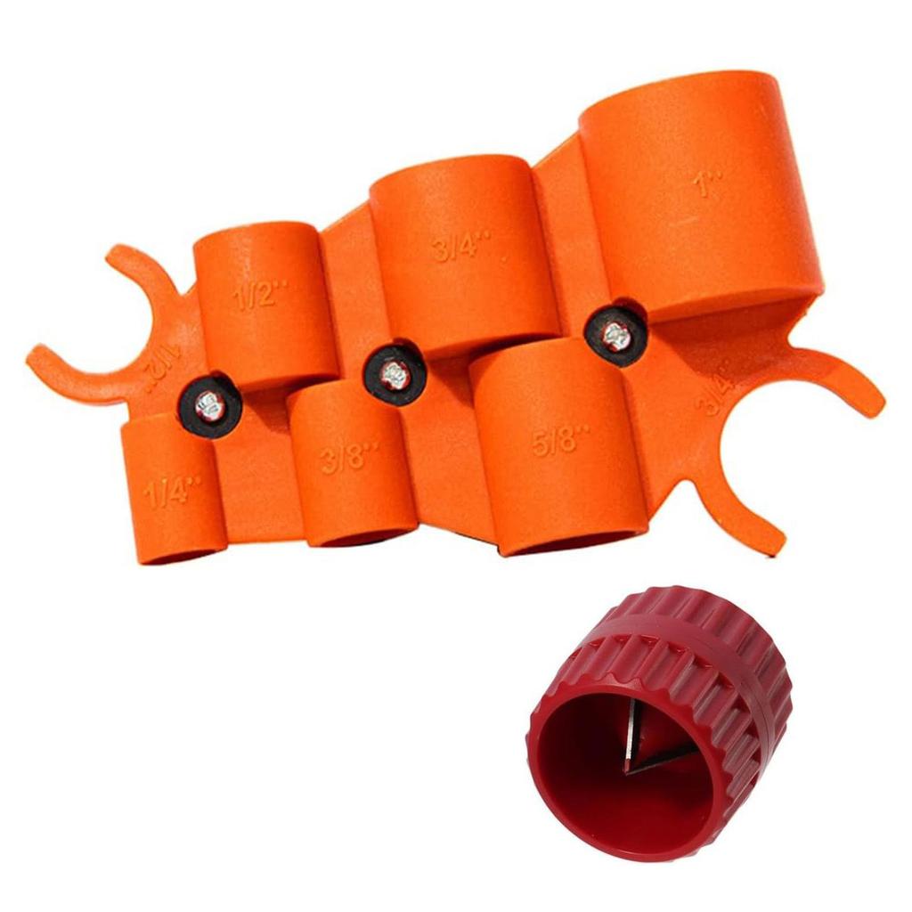 Pipe Deburring Tool Set Plastic Texture for Efficient Burr Removal and Precise Depth Measurement in Plumbing Projects