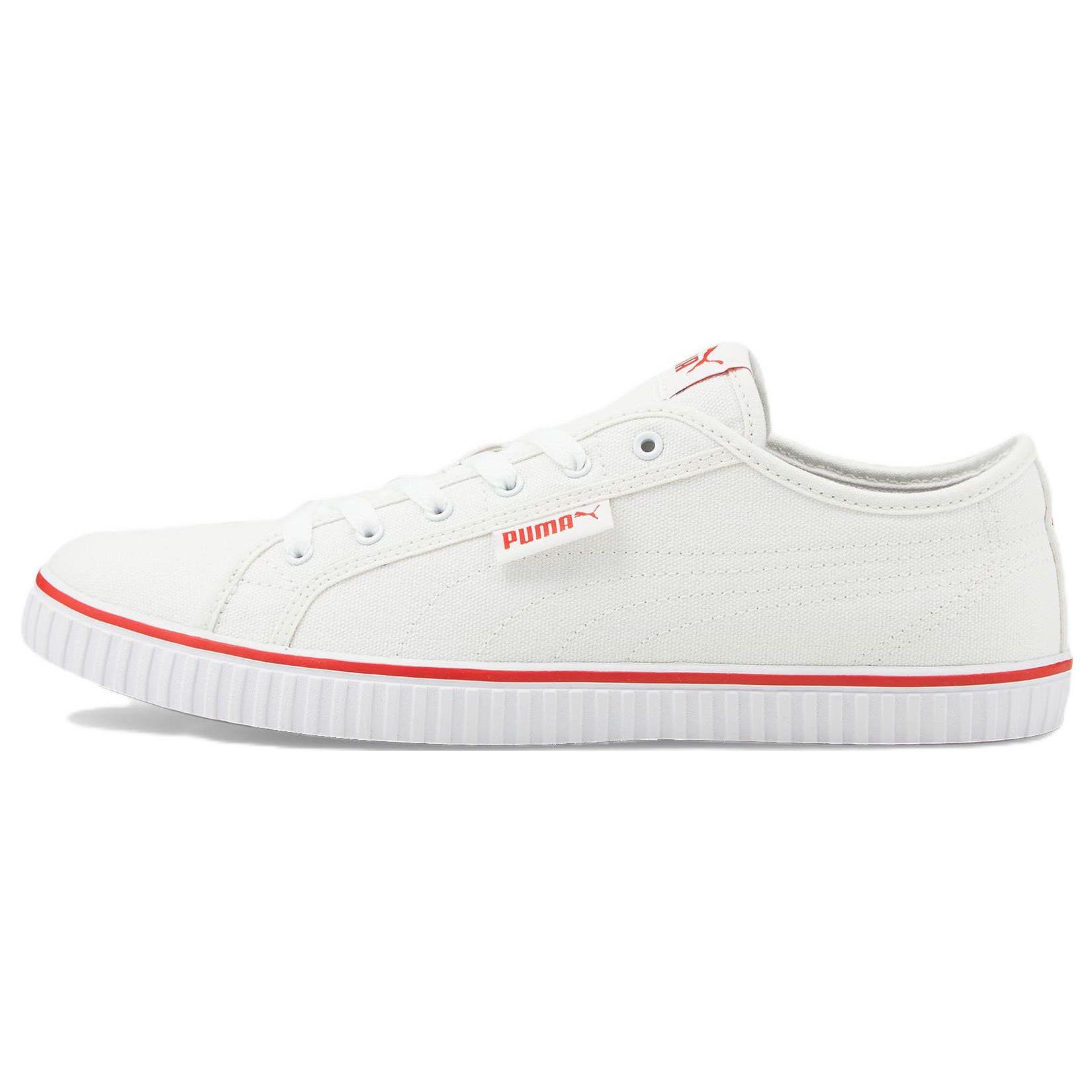 Puma Cali Ever LoPro Cv Canvas Casual Low-Top Skate Shoes Unisex sneaker White Red 383030-01 36