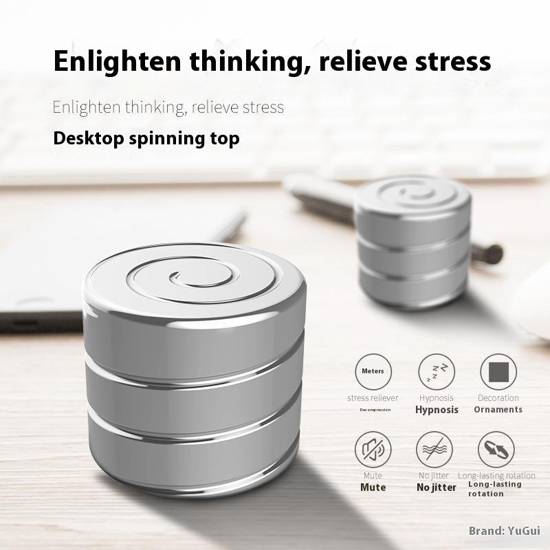 Giroscop Cilindric Rotativ Decompresie Desktop din Oțel Inoxidabil Cadou Fidget Birou Iluzie Optică Jucărie Fluidă pentru Degete