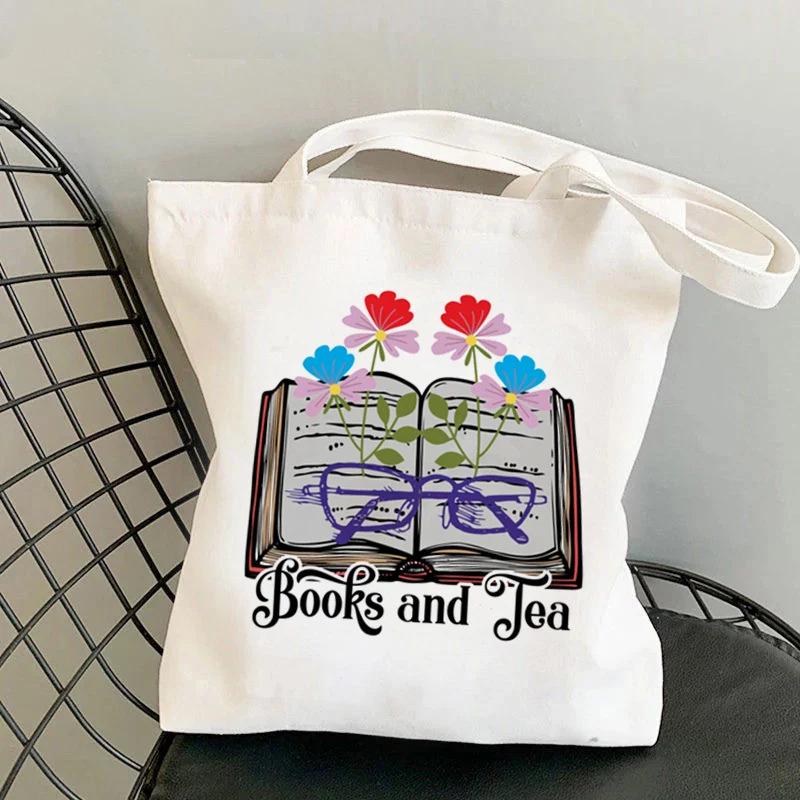 Flowery Books Print Harajuku Women's Casual Shopping & Student Tote Bag
