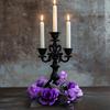 Yousheng Halloween Candle Rings Wreath Artificial Purple Rose Black Leaves Candle Holder Wreath for Halloween Table Centerpieces