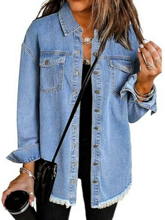 Women's Brushed Denim Jacket - Spring/Autumn European & American Design