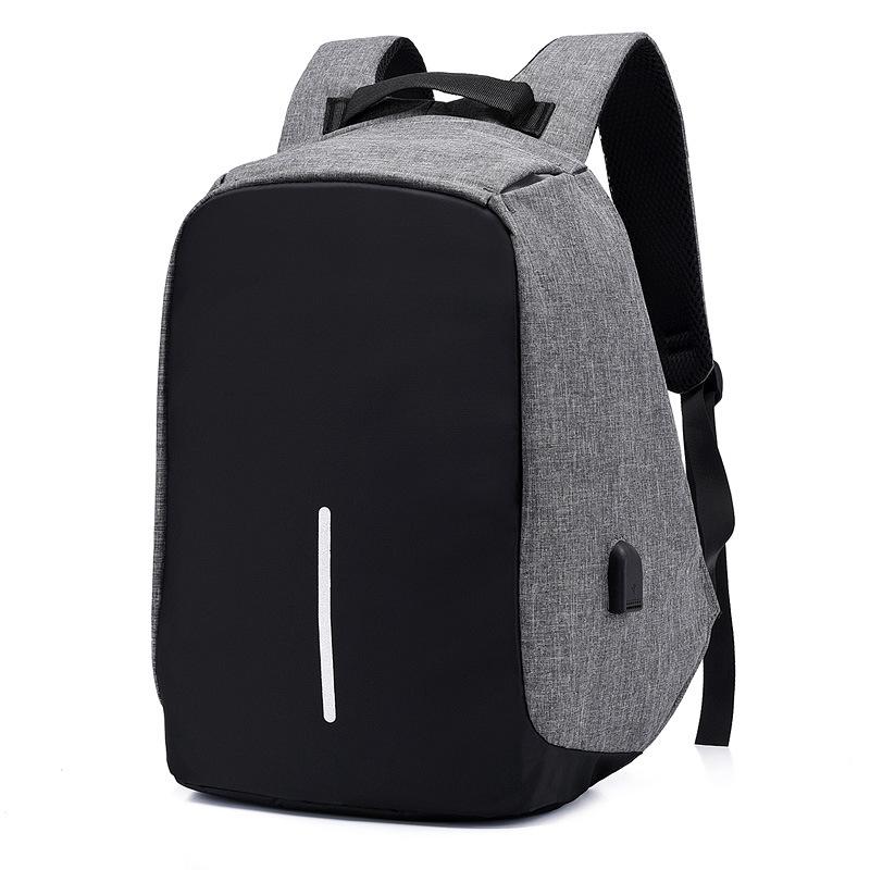 Men's Large Capacity Travel Backpack - Rechargeable & Simple Design for Students and Business