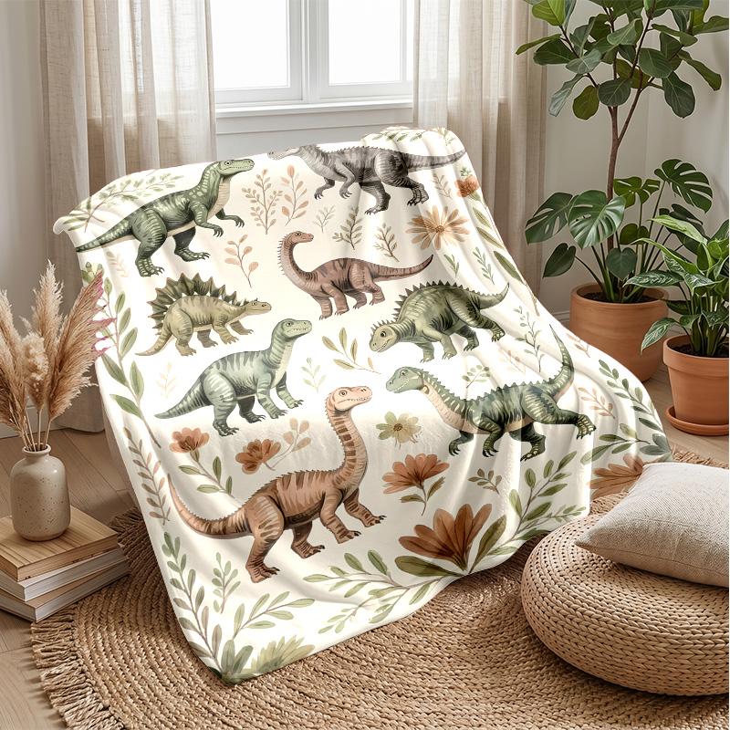 Dinosaur Fantasy Warriors Blanket Personalized Name Flannel Blanket Soft Cozy Plush Throw for Sofa Bed Lightweight Home Decor