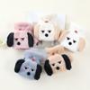 Korean Style Half Finger Gloves Thickened Flip Cover Plush Gloves Cartoon Plush Mittens  Winter