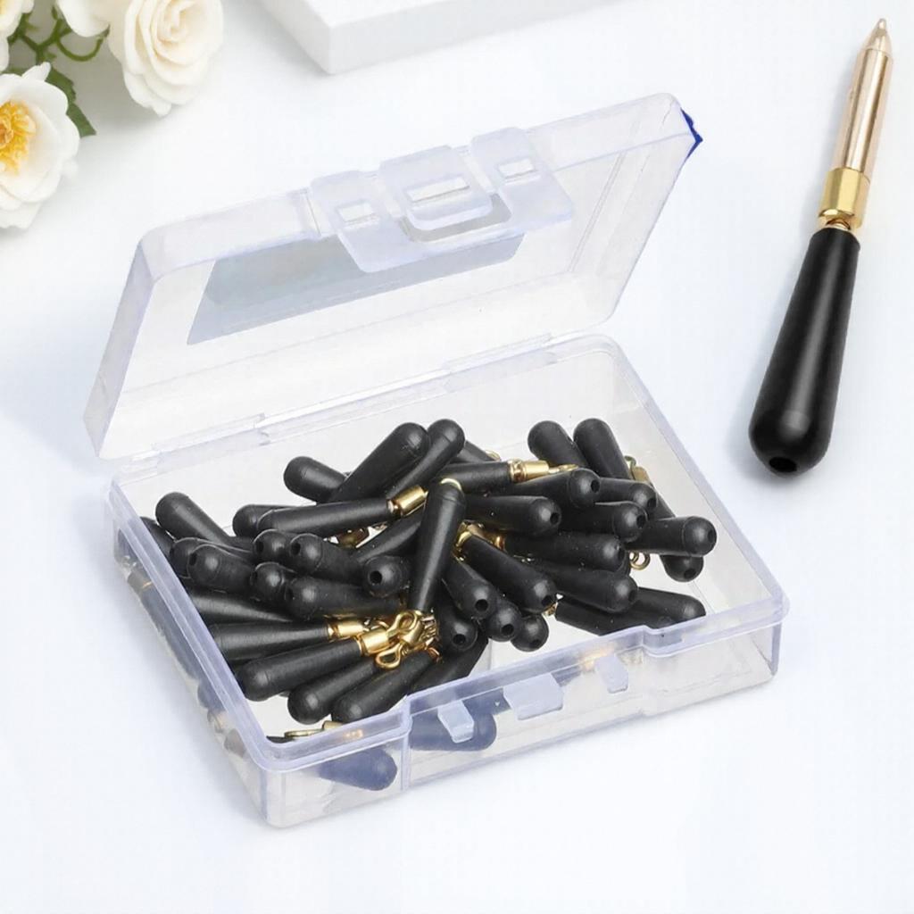 50pcs Drift Fishing Float Seats Copper Head Rubber Bobber Holder for LED Floats Anti-Tangle Rotating Buoy Seat
