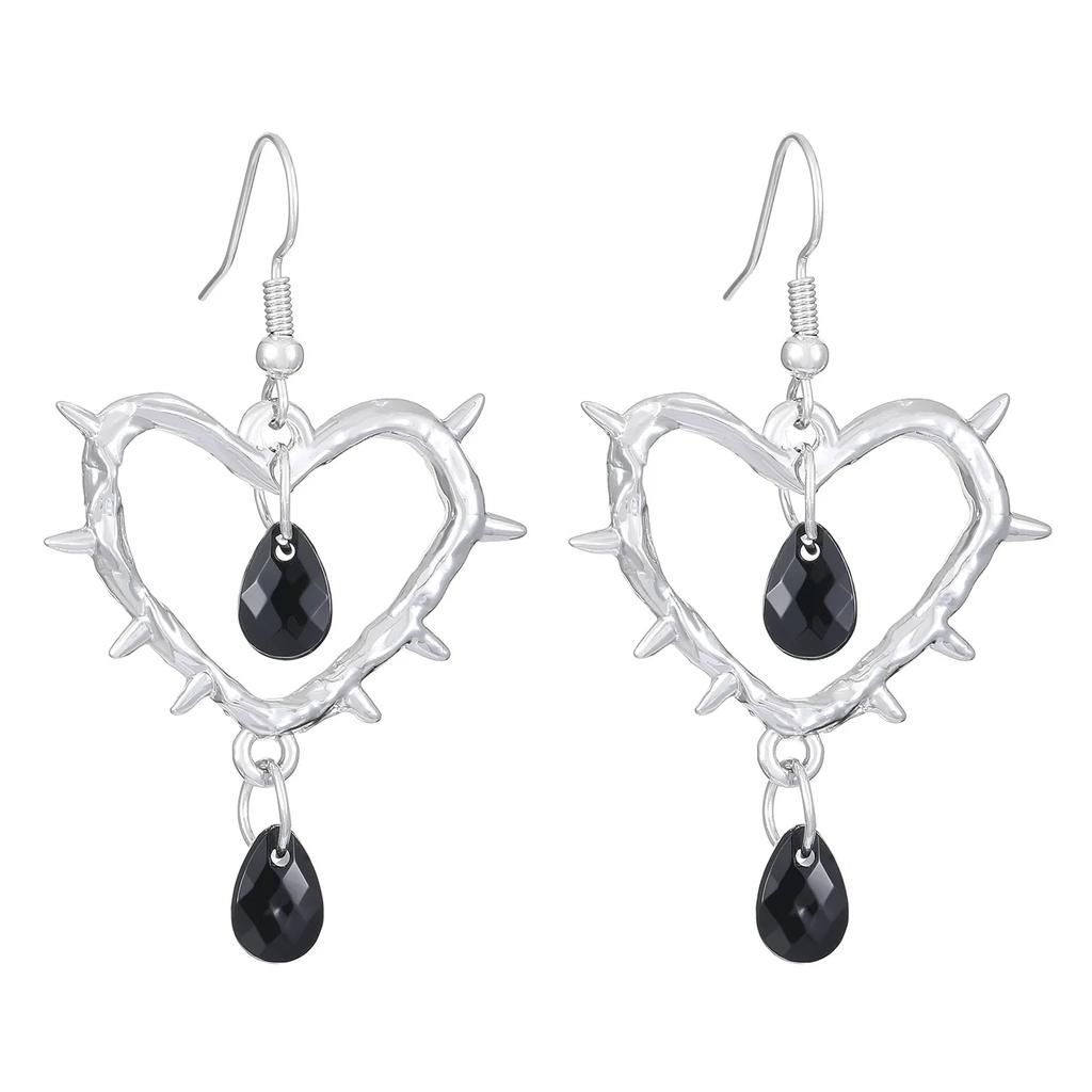 Trend Cross Black Heart Shaped Pendant Earrings Set  Luxury Quality Jewelry Birthday Gift