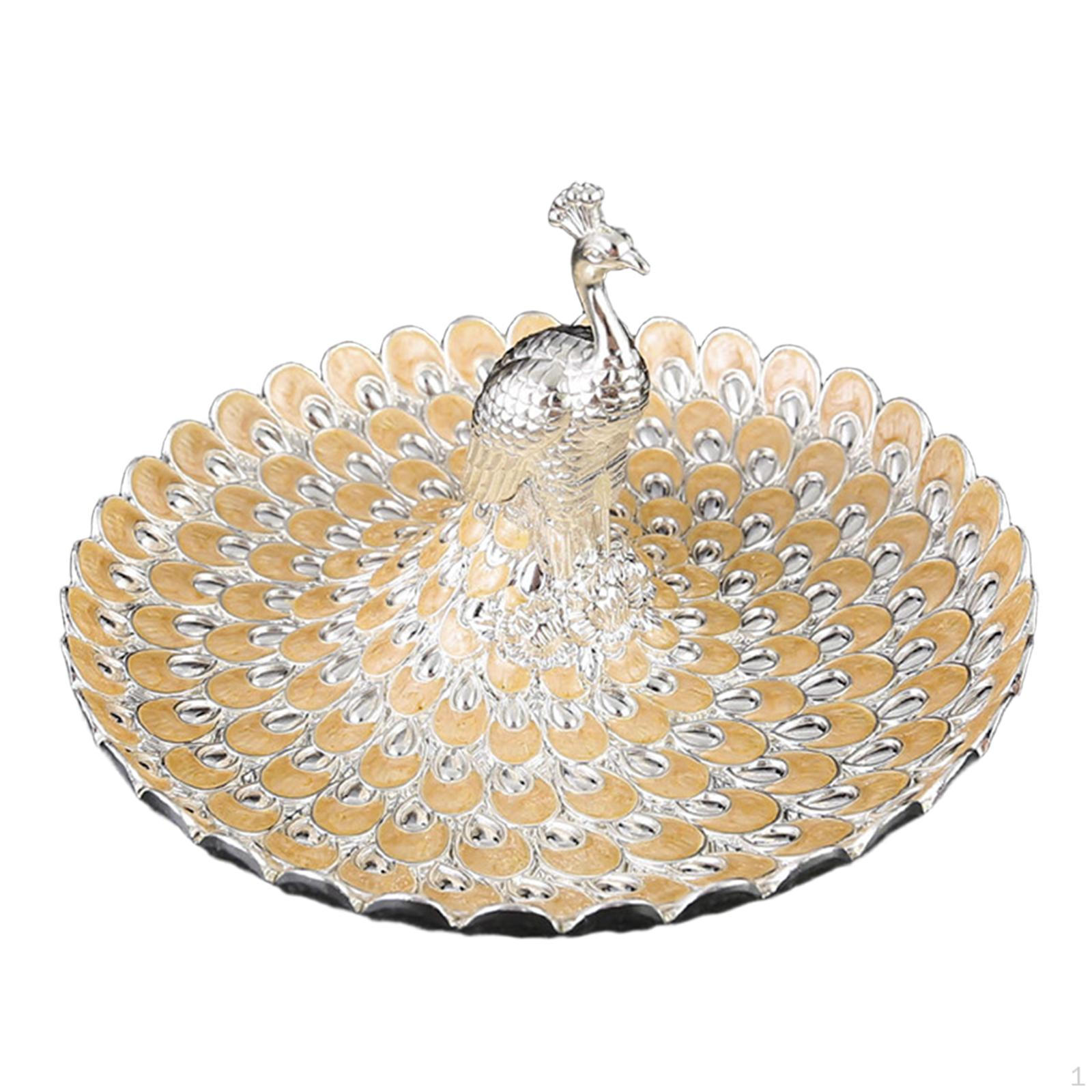 

Centerpiece Bowl in Peacock Shape for Makeup And Snack Display Silver Orange Yellow