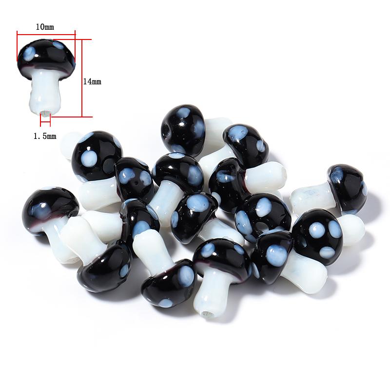 10-20Pcs 16x12mm Liuli Silica Lampwork Mushroom Beads Colourful Loose Glass Beads For Needlework DIY Jewelry Making Accessories