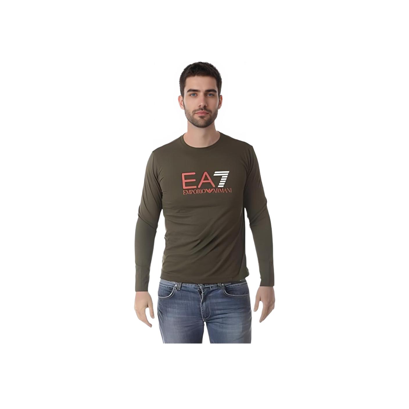 Emporio Armani EA7 Letter Print Crew Neck Pullover Straight Fit Short Sleeve T-Shirt Men tops Green 6YPTC1-PJH7Z-1852 L 8070₽