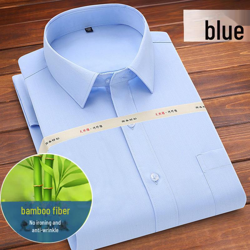 Men's Non-Iron Bamboo Business Casual White Shirt - Easy Care, Machine Washable