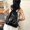 New Silvery Drawstring Double Shoulder Bag Women's Korean Lazy Tote Backpack Lightweight Easy-to-Carry Outdoor Sports Backpack AVE
