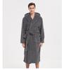 Large Cotton Velvet Jacquard Hooded Men's Nightgown - European & American Style, Thickened for Autumn/Winter, Unisex.