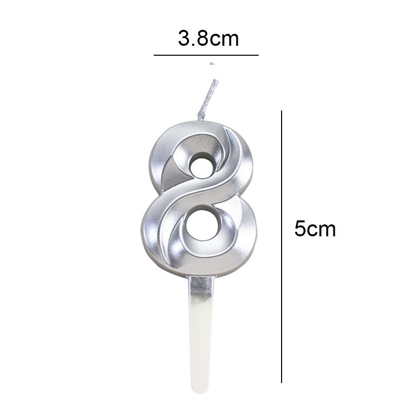 Silver Color Number Candle 0-9 Birthday Cake Decoration Topper for Happy Birthday Cake Decoration Baby Shower