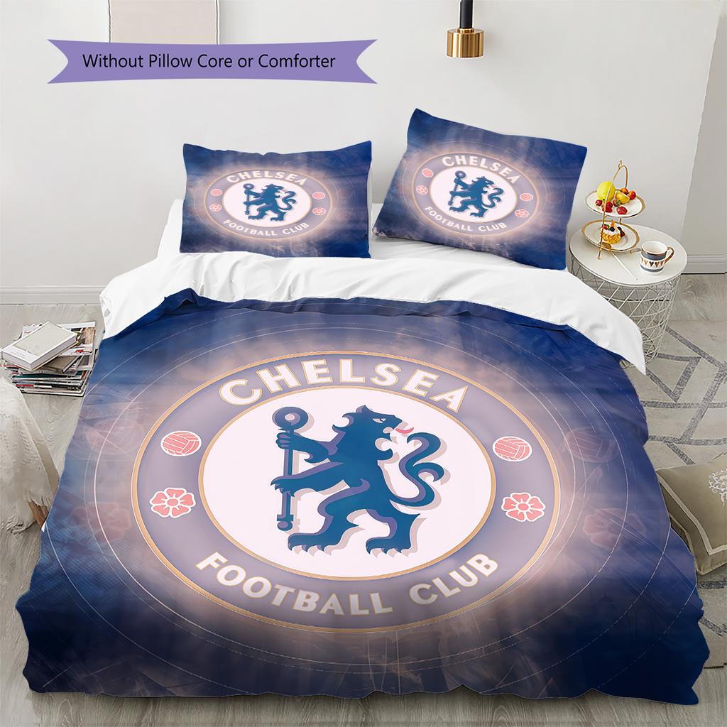 Chelsea FC Pattern Bedding Quilt Set  Home Decoration  Gift (1 * duvet cover + 2 * pillowcase  without core)