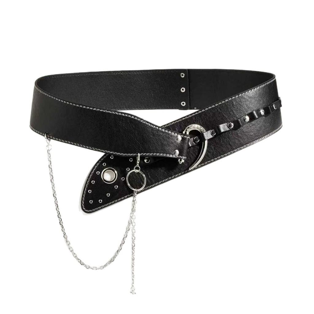 Black Vintage Inspired Waist Belt With Tassel Details For Party Outfits