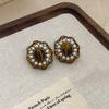 Silver needle metal pearl earrings retro personality earrings court fashion temperament new stud earrings