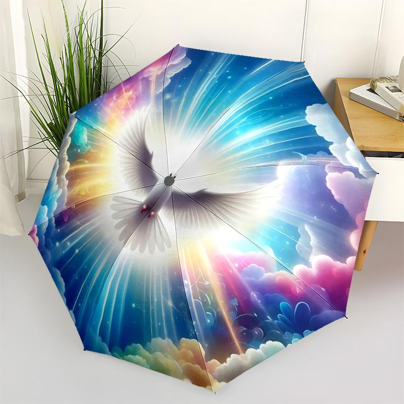 

1pc Spiritual Dove Automatic Open/Close Umbrella - Portable Collapsible Umbrella with 8-Rib Stability, Fashion Lovers yy251017098