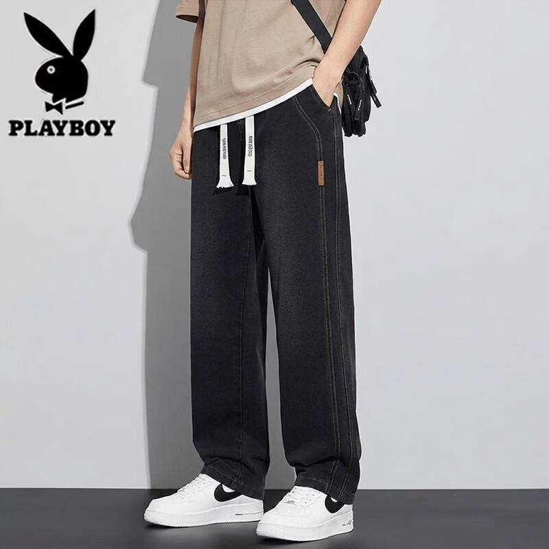 Playboy Men s Loose Straight-Leg Lightweight Jeans 3XL темно серый