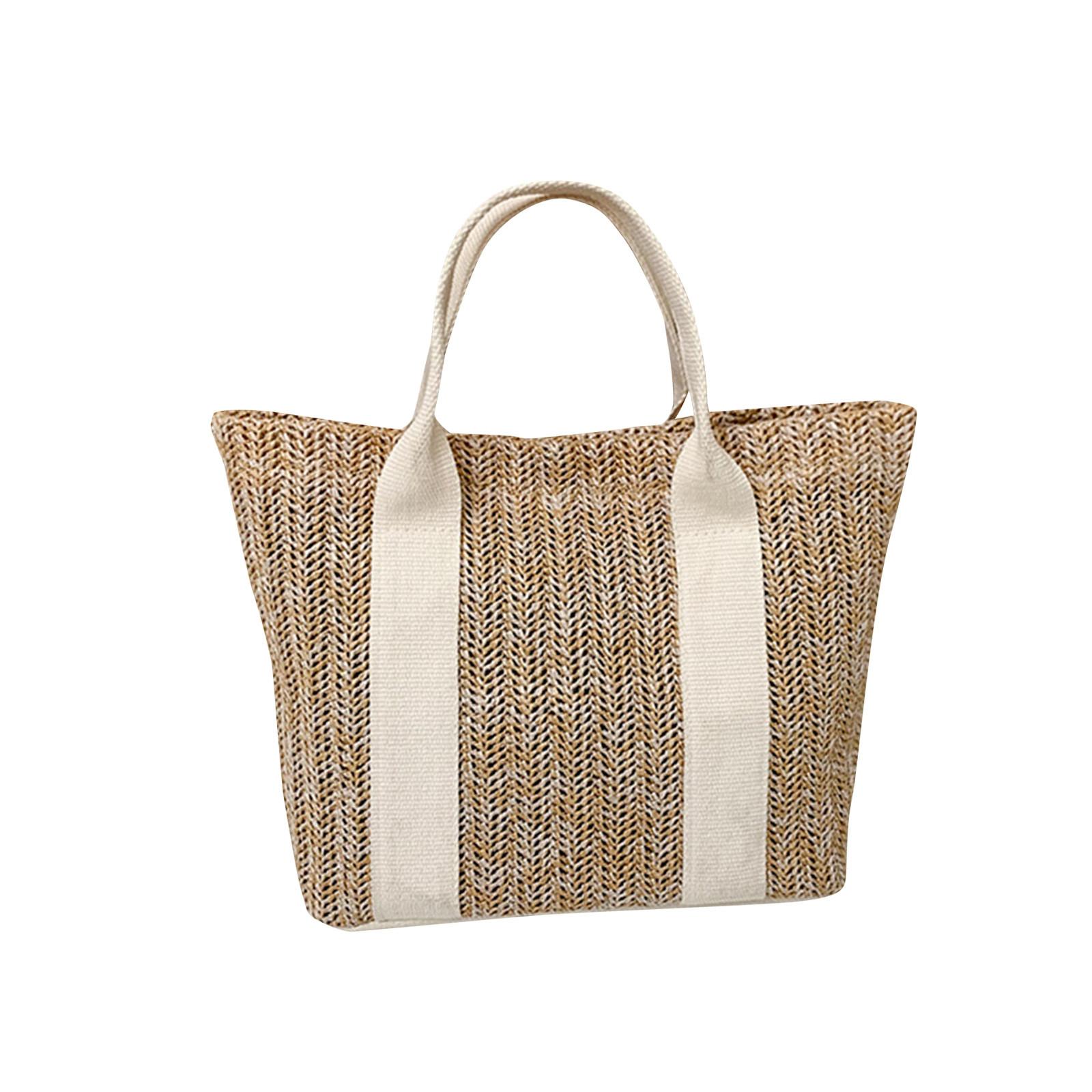 

Плетеная сумка, сумка через плечо, соломенная сумка, большая вместительная летняя сумка для женщин, небольшая свежая универсальная пляжная сумка для путешествий и отпуска One Size белый