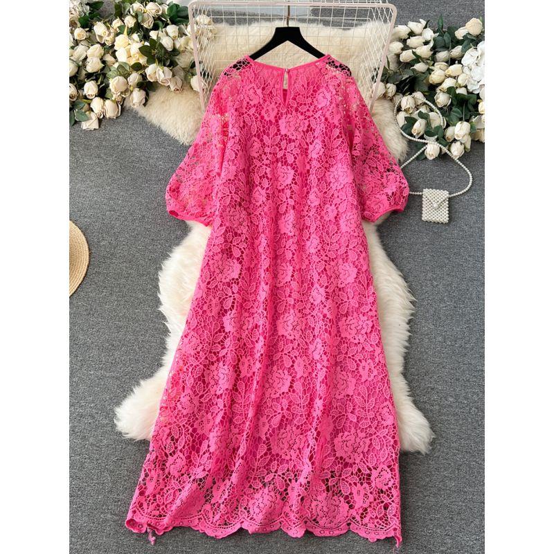 Dress Retro Exquisite Hollow-out Crochet Loose Lace