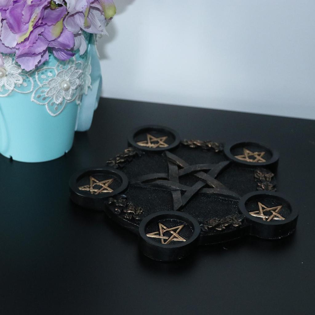 Harts Ljusstake Pentagram Design Fem Tejus Ljusstake Hem Gothic Dekor för Tarot Altare Ceremonidekor